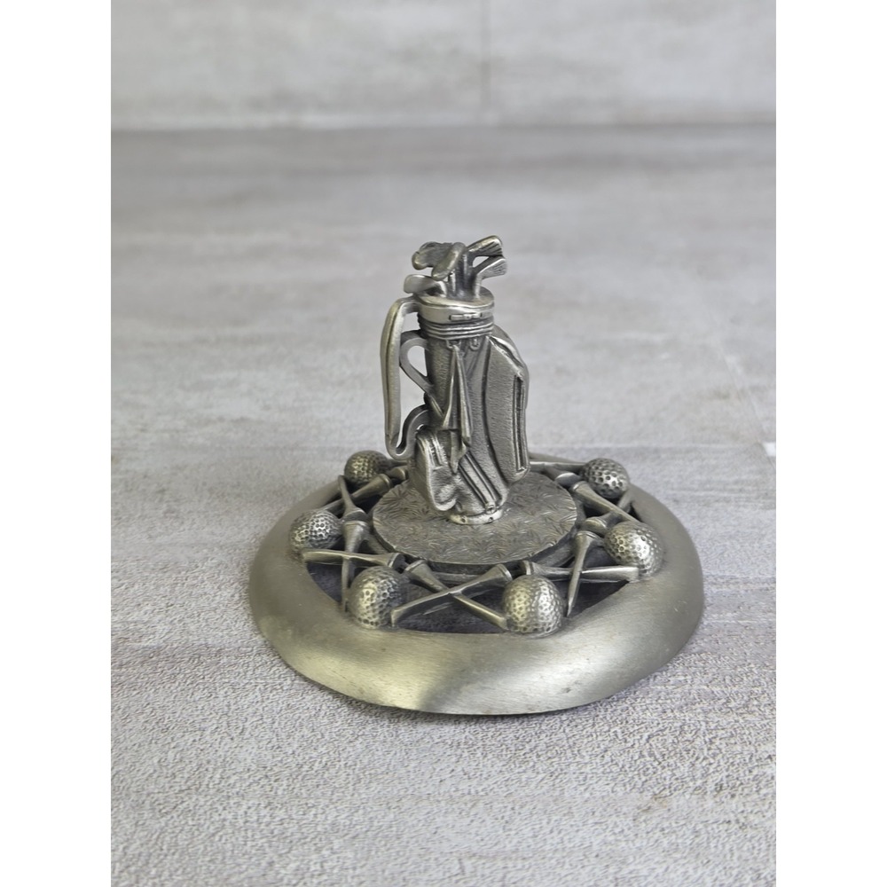 Fort USA Pewter Golf Club Themed Paperweight Base 3" Diameter 2.5" Tall
